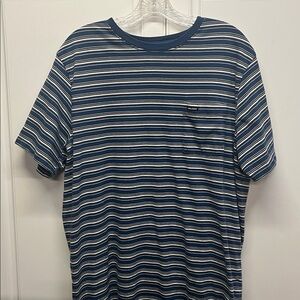 Volcom Navy and White Striped Tee